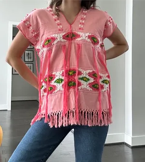 Mexican Huipil Pink Shirt thumbnail 1