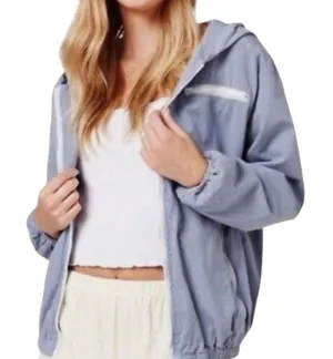 Brandy Melville John Galt Krissy Blue Windbreaker Jacket Hood S M L Lightweight thumbnail 1