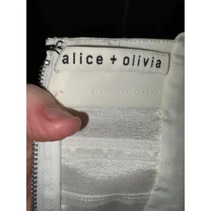 Alice + Olivia‎ White Eyelet Lace Crop Top Puff Sleeve Lace Up likely size XS thumbnail 7