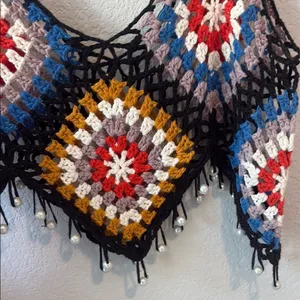 Colorful Crochet Women's Top festival Coachella cottage fairy vintage hippie thumbnail 2