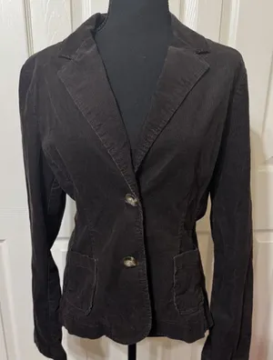 Y2K Women’s Old Navy Corduroy Brown 2 Button Long Sleeve Pockets Blazer Size M‎ thumbnail 1