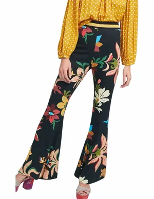 Farm Rio x Anthropologie Floral Calla Flared Pants Womens XS thumbnail 1