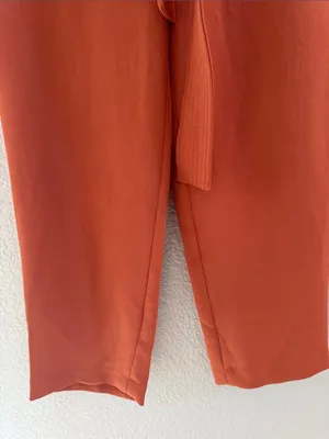 Aritzia Tie Front Burnt Orange Ankle Cropped Front Back Pocket Pants Size 2 thumbnail 5