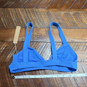 SKIMS Signature Swim Fixed Triangle Bralette Bra Wireless Pullover Blue XS thumbnail 4
