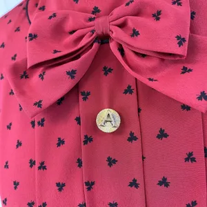 Vintage Adolfo‎ Saks Fifth Avenue Dress Maple Leaf Print Bow Secretary Mod S/M thumbnail 6