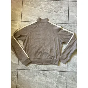Halara NWOT Women Ribbed Knit Track Jacket Taupe Brown Zip Mock Neck Striped M thumbnail 6