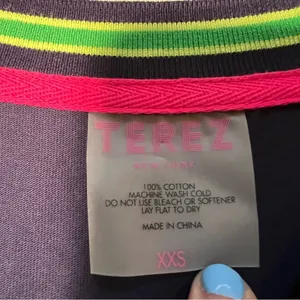 Terez Women's Size XXS‎ Tank Top Navy Blue Lime Green Trim Crewneck Boxy Cotton thumbnail 7