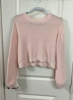 LA Hearts Cropped Sweater In Pink thumbnail 1