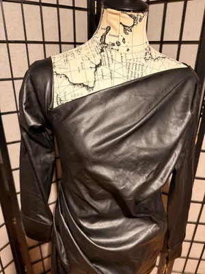 Asos Avant-Garde Ruched Faux Leather long sleeve Asymmetrical Whimsygoth sz 8 thumbnail 2