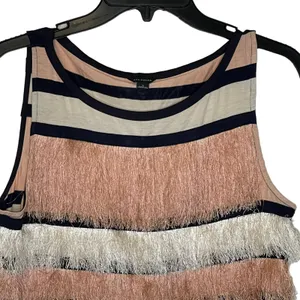 Ann Taylor Women's‎ Tiered Fringe Tank Top Striped Flapper Retro Mod Size Small thumbnail 2