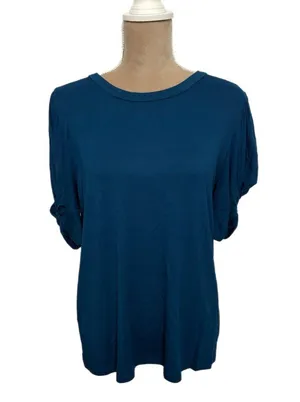 Renee C. Women's 1XL Blue Knot Sleeve Blouse Made in USA New Plus Size Top $66 thumbnail 1