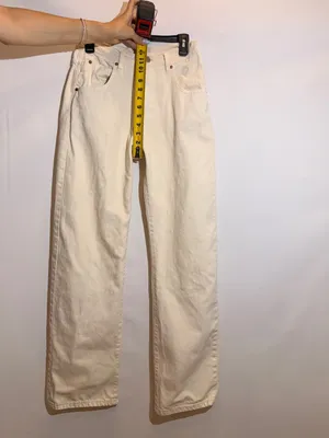 Habitual Ivory High Rise Wide Leg Straight Jeans Cream Denim Pants 27 US 4 thumbnail 6