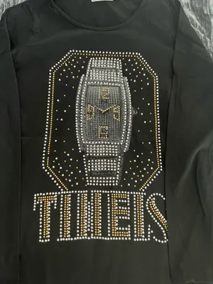 Stylish Black Pol Top with Gold Accents thumbnail 2