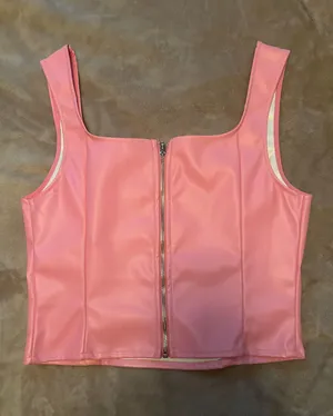 SXY Faux Leather Zip-Up Cropped Tank Top thumbnail 3
