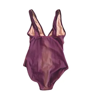 J. Crew One Piece Swimsuit Ruched Tummy Control‎ V Neck Plum Tie Dye Size 6 thumbnail 2