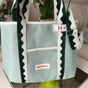 Business & Pleasure Co Cooler Tote Green Canvas Beach Bag NWT thumbnail 2