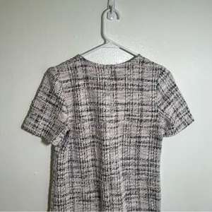 Love Ady Women's Boucle Tweed Shift Dress White Maroon Black Metallic Short Slv thumbnail 7