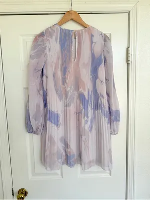 Aritzia Wilfred Daydreamer Pastel Flowy Mini Dress Long Sleeve Size S Lavender thumbnail 5