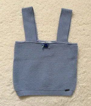 Hollister Coquette Blue Gingham Bow & Rosebud Square Neck Knit Tank thumbnail 1