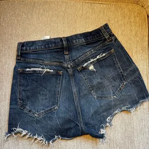 Abercrombie & Fitch Dark Blue Frayed Jean Shorts thumbnail 4