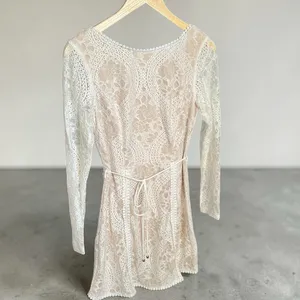 Selfie Leslie Emme Long Sleeve V-Back Lace Dress White thumbnail 2