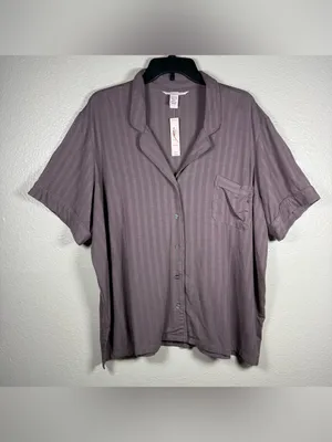 Victoria's Secret Short Sleeve Button Pajama Top in Mauve thumbnail 3
