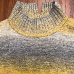Pilcro‎ by Anthropologie Cropped Mock Neck Sweater in Yellow & Gray Ombre Large thumbnail 13