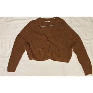 Arizona Jeans Women's Cropped Knitted Cardigan Sweater L Rust Brown Color thumbnail 2