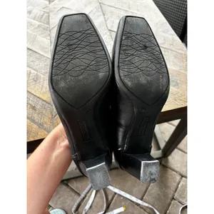 Thom‎ McAn Jodie WW Pumps 7.5W Black Leather Square Toe Block Heel Office Career thumbnail 4
