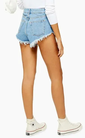 Topshop Kiri Moto Light Wash Denim Shorts thumbnail 1