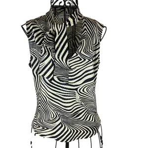 Vintage Y2K Jaipur Zebra Print Top Sparkle Sleeveless Mobwife Animal Print Large thumbnail 2