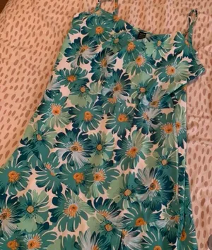 Crowl Neck Nwot small sexy high slit thigh floral party club bidycon dress spaghetti ruched Green thumbnail 5