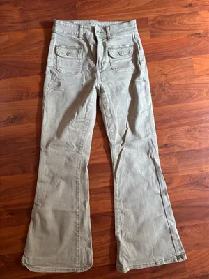 American Eagle Green Flare Jeans Stretch thumbnail 1