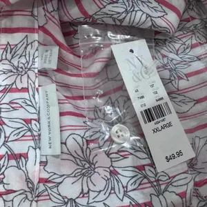 New York & Company Floral Striped Button Down Shirt Plus Size XXL thumbnail 5