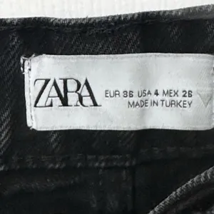 ZARA‎ Black Rigid Denim High Rise Ripped Distressed Wide Leg Full Length Jeans 4 thumbnail 10