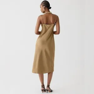 NWT sz 00 xs J. Crew Gwyneth slip dress in luster charmeuse Camel BV496 xs thumbnail 2