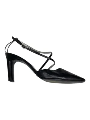 Vintage Luxe: Charles Jourdan  Retro Ankle Strap Heels Sandals  Black Leather thumbnail 14