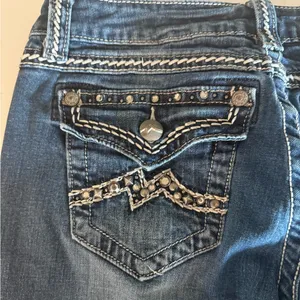 MISS ME Denim Easy Boot Thick Stitch Bling Studded Pockets Blue Jeans Size 29 thumbnail 7