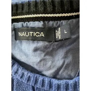 Nautica Cable knit Crewneck Sweater Royal Blue Large thumbnail 5