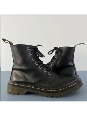 Dr. Martens‎ Luana Black Leather Air Wair Combat 7 Eyelet Lace Up Boots thumbnail 4