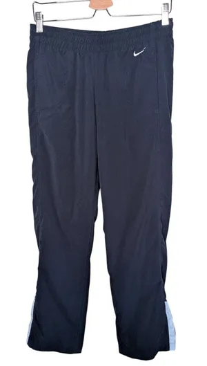 Nike Womens Navy Blue Windbreaker y2k retro Pants split seam Small track pant thumbnail 1