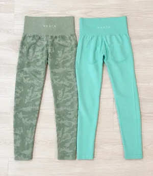 NVGTN Women's Seamless Contour Leggings Bundle 2 Pack Camo Mint Small thumbnail 1
