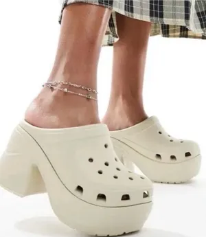 New Crocs Siren Platform Heeled Clogs Bone Ivory Brat Y2K cottagecore Grandma thumbnail 1
