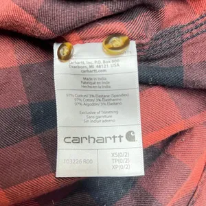 Carhartt Plaid Lightweight‎ Flannel Rust Black Workwear Utility EUC Sz XS Casual thumbnail 4