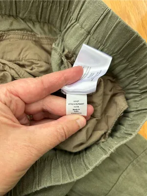 Eddie Bauer Womens Small Capri Cargo Pants Olive Green‎ Linen Blend Roll Cuff thumbnail 5