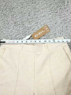 OGL FuzzLuxe High Waisted Warm Straight Leg Pull On Pants Beige Size Medium thumbnail 4