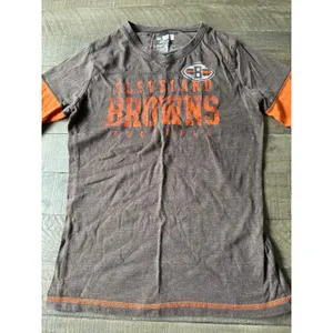 NFL Women's Brown Orange "Cleveland Browns Football" Long Sleeve Tee Size Medium thumbnail 2