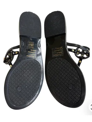 EUC Tory Burch Mini Miller Jelly Sandals Black Gold Size 10 Retail $125.00 thumbnail 8