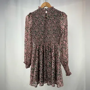 Lulus Floral Forever Print‎ Smocked Skater Dress in Green and Pink Size M thumbnail 12