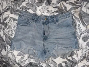 Wrangler Light Wash High-Rise Distressed Denim Shorts thumbnail 2